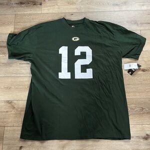 Majestic NFL Packer’s Aaron Rodger’s 12 Green T Shirt Shirt Sleeves